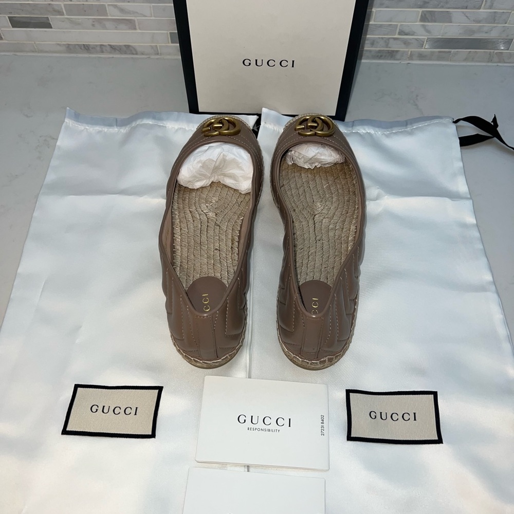 Gucci Nappa Charlotte leather espadrille with double GG 40 - Picture 3 of 7